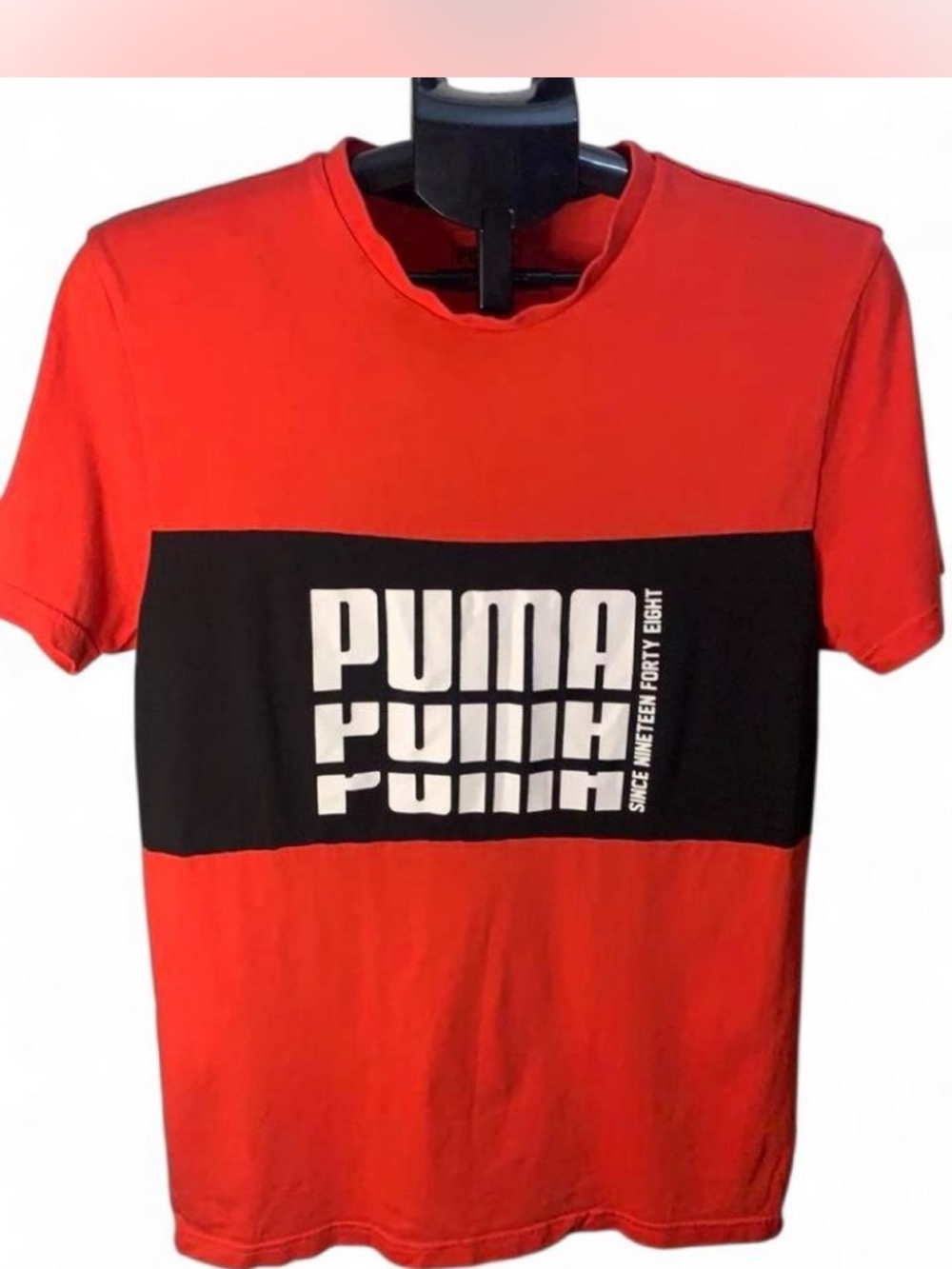 Men’s S Puma Red Tee with Black Logo Trim